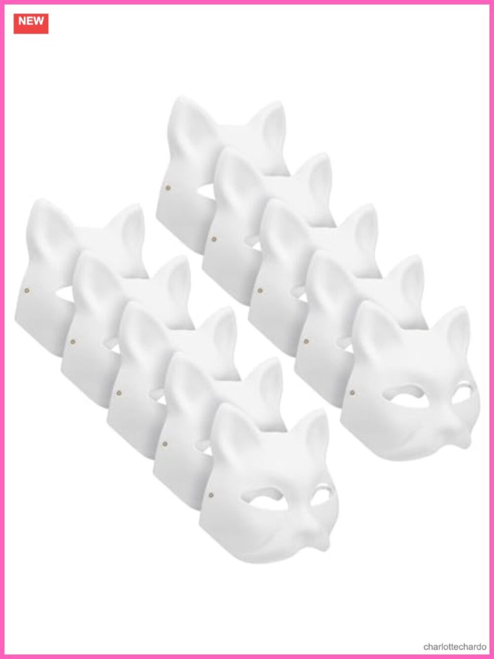 Blank Cat Mask Base Therian Quadrobics Paper Pulp 10pc Party Costume DIY